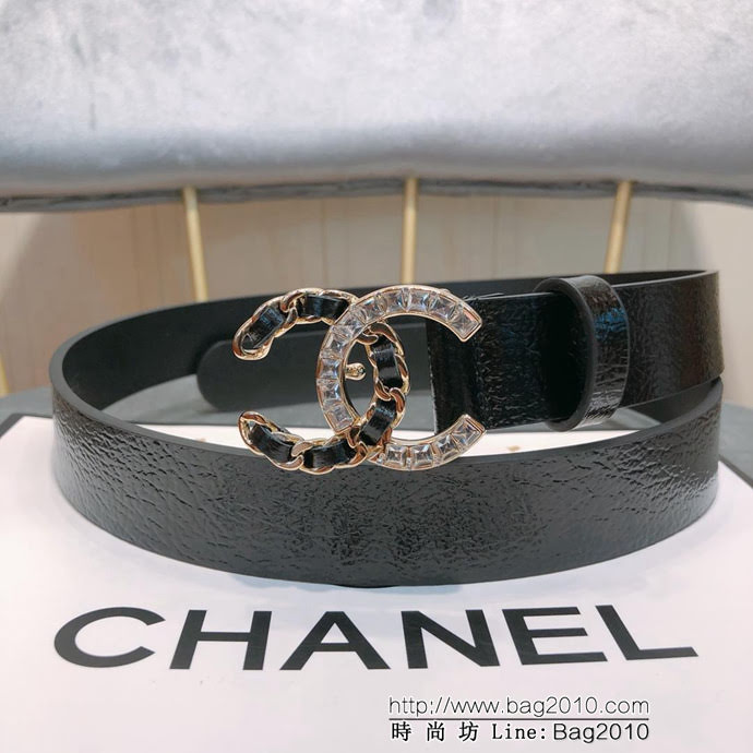 CHANEL香奈兒 18新款 zp同步 CC鏈條鑽扣 進口頭層皺山羊紋皮 時尚百搭款皮帶  xfp1153